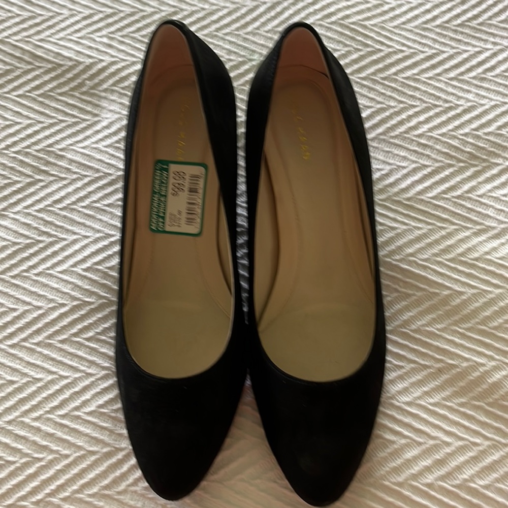 Black suede dressy wedge shoes size 7.5M